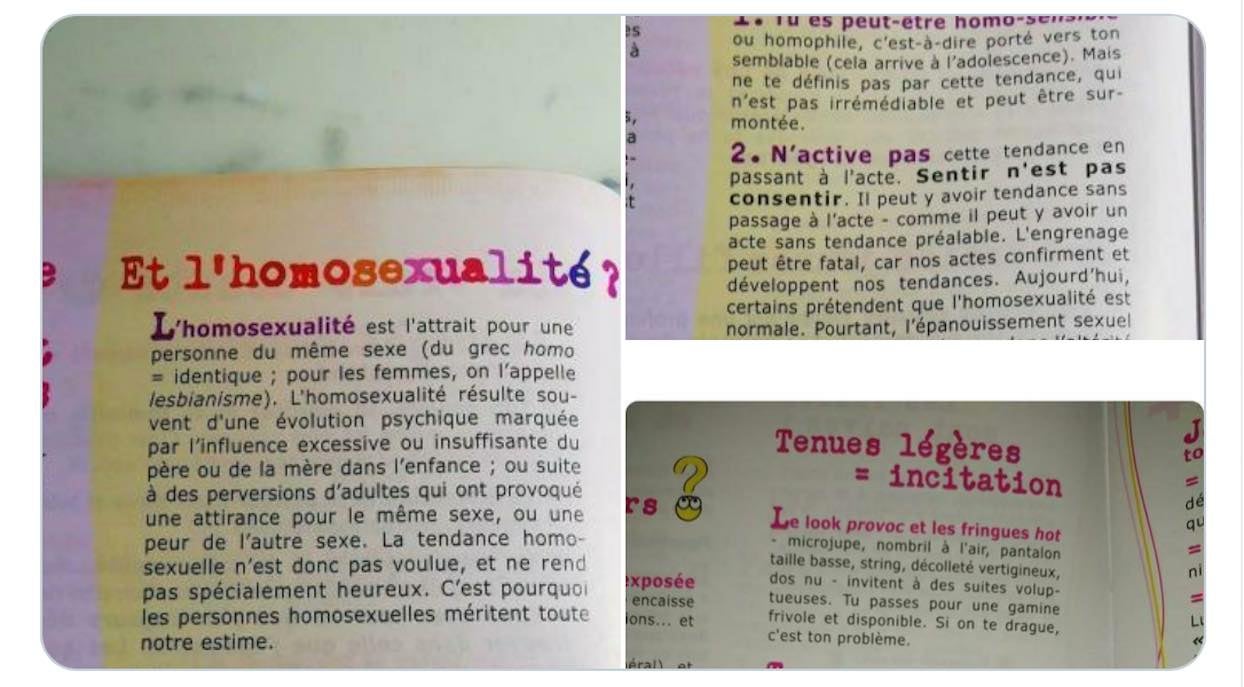 Polémique autour d'un manuel homophobe et sexiste d'un lycée catholique dans le Finistère